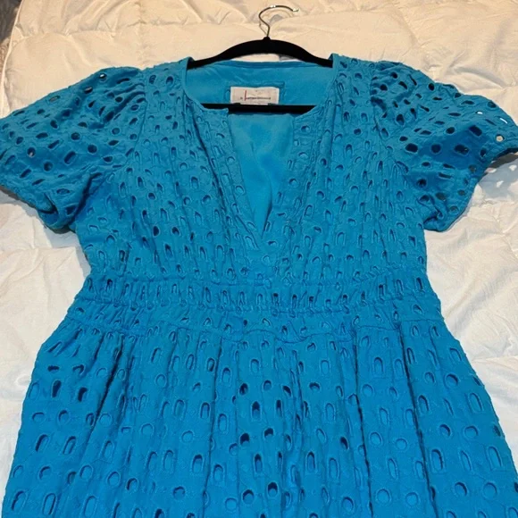 Anthropologie Blue Eyelet Maxi Dress - Picture 5 of 9